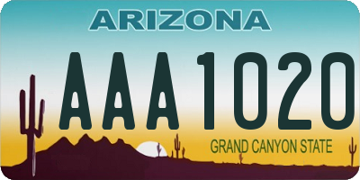 AZ license plate AAA1020