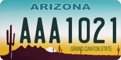 AZ license plate AAA1021