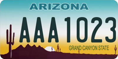 AZ license plate AAA1023