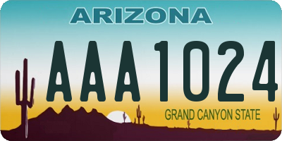 AZ license plate AAA1024