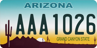 AZ license plate AAA1026