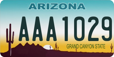 AZ license plate AAA1029