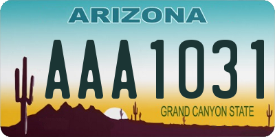 AZ license plate AAA1031