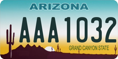 AZ license plate AAA1032