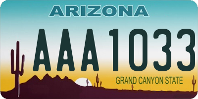 AZ license plate AAA1033