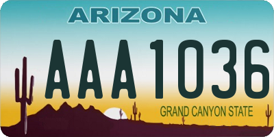 AZ license plate AAA1036