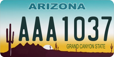 AZ license plate AAA1037