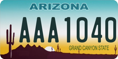 AZ license plate AAA1040