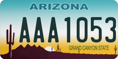 AZ license plate AAA1053