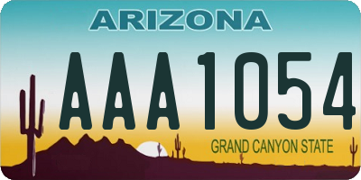 AZ license plate AAA1054