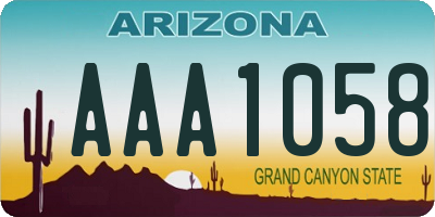 AZ license plate AAA1058