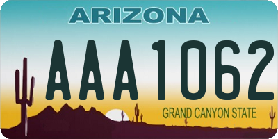 AZ license plate AAA1062