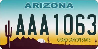 AZ license plate AAA1063