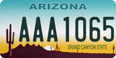 AZ license plate AAA1065