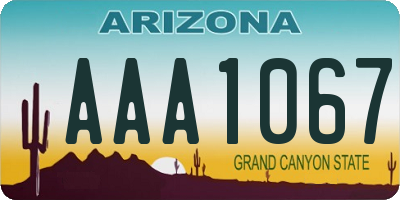 AZ license plate AAA1067
