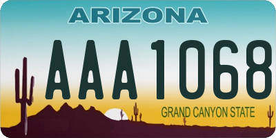 AZ license plate AAA1068