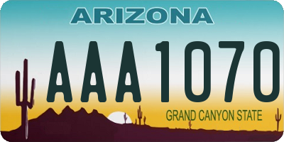 AZ license plate AAA1070