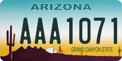 AZ license plate AAA1071