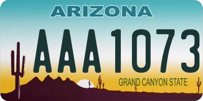 AZ license plate AAA1073