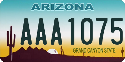 AZ license plate AAA1075