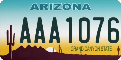 AZ license plate AAA1076