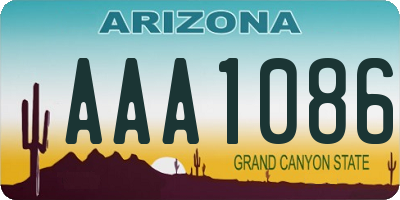 AZ license plate AAA1086