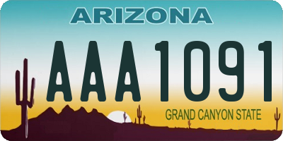 AZ license plate AAA1091