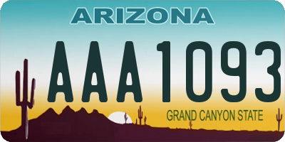 AZ license plate AAA1093