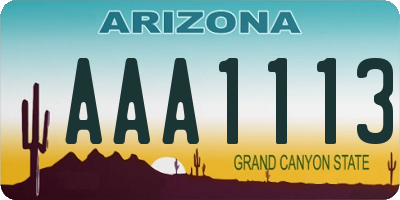 AZ license plate AAA1113