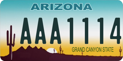 AZ license plate AAA1114