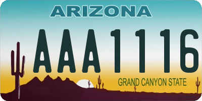 AZ license plate AAA1116