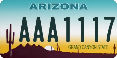 AZ license plate AAA1117