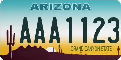 AZ license plate AAA1123