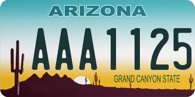AZ license plate AAA1125