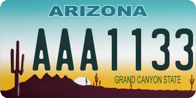 AZ license plate AAA1133