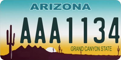 AZ license plate AAA1134