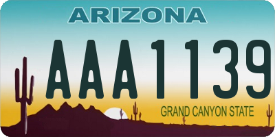 AZ license plate AAA1139