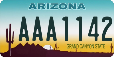 AZ license plate AAA1142