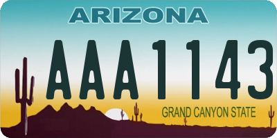 AZ license plate AAA1143