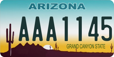 AZ license plate AAA1145