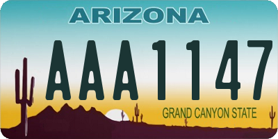 AZ license plate AAA1147