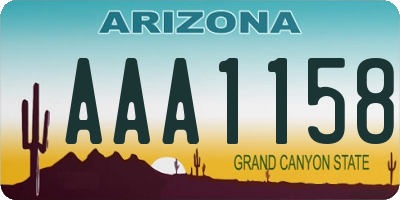 AZ license plate AAA1158