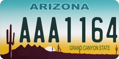 AZ license plate AAA1164