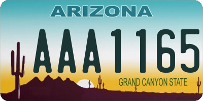 AZ license plate AAA1165