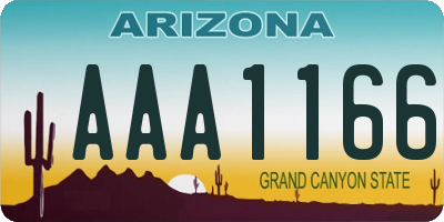 AZ license plate AAA1166