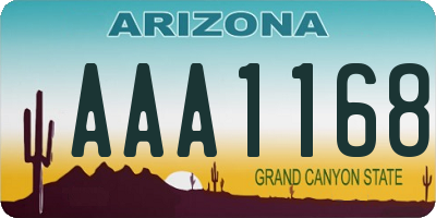 AZ license plate AAA1168