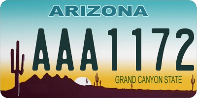 AZ license plate AAA1172