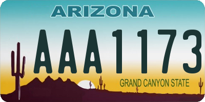 AZ license plate AAA1173