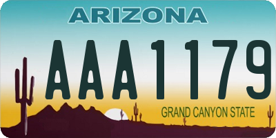 AZ license plate AAA1179