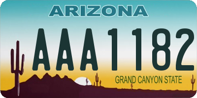 AZ license plate AAA1182